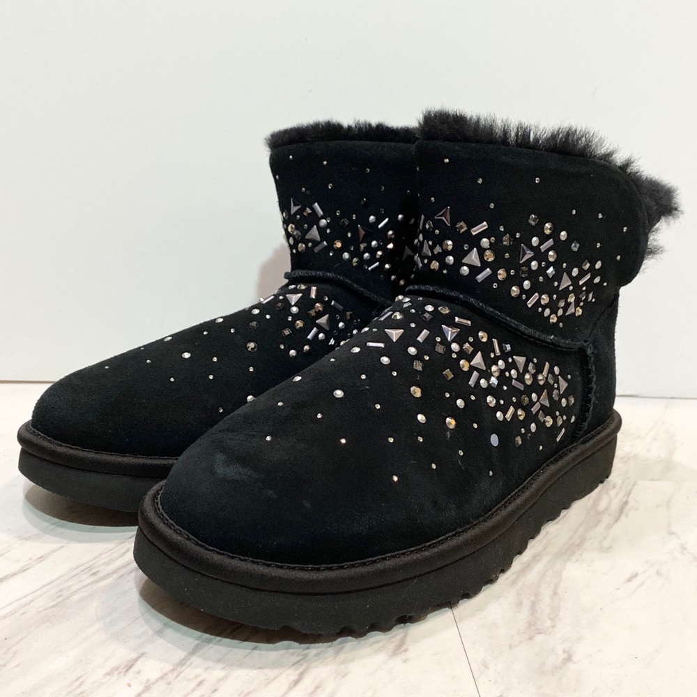 New! UGG Galaxy Bling Black Mini Boot 8